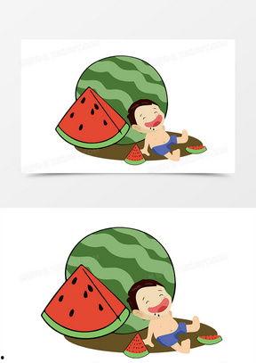 吃瓜的人绘画图片